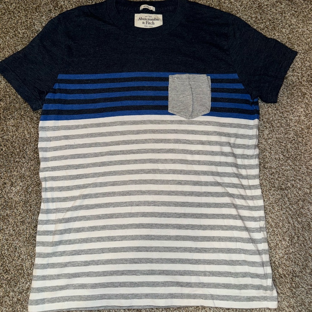Abercrombie & Fitch Men’s Muscle Striped Pocket T-Shirt Size Small